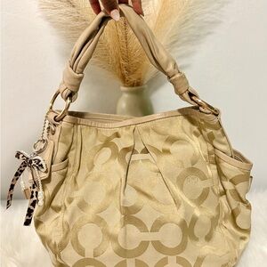 Coach Beige Patterned Shoulder Bag
